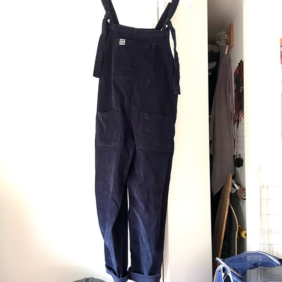 Lucy & Yak 'The Organic Original' Corduroy Dungarees in Sailor Blue UK 12R - Picture 2 of 4